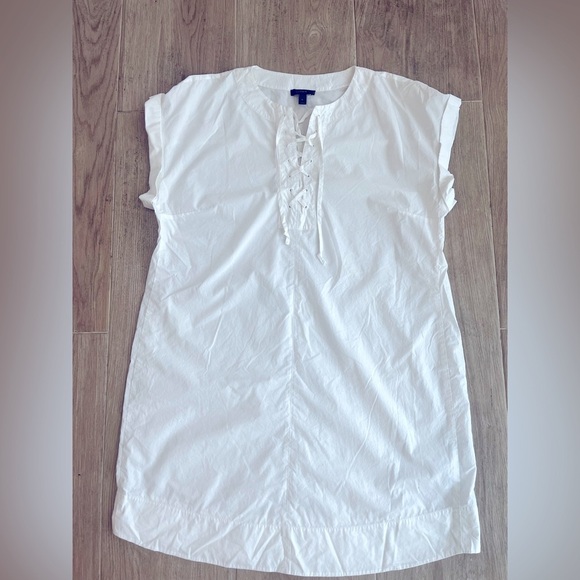 J. Crew White Lace Up Cotton Shift Dress - Picture 2 of 6